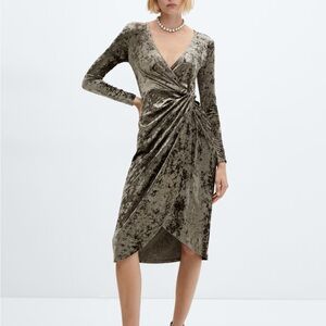 Mango  Velvet Long Sleeve Dress